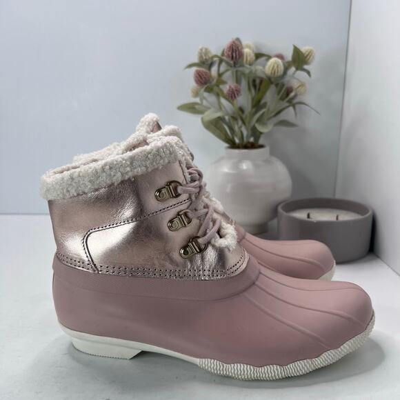 Sperry Saltwater Alpine Duck Boot Pink/Rose Gold Women 8 Microfleece Lining - Picture 3 of 9